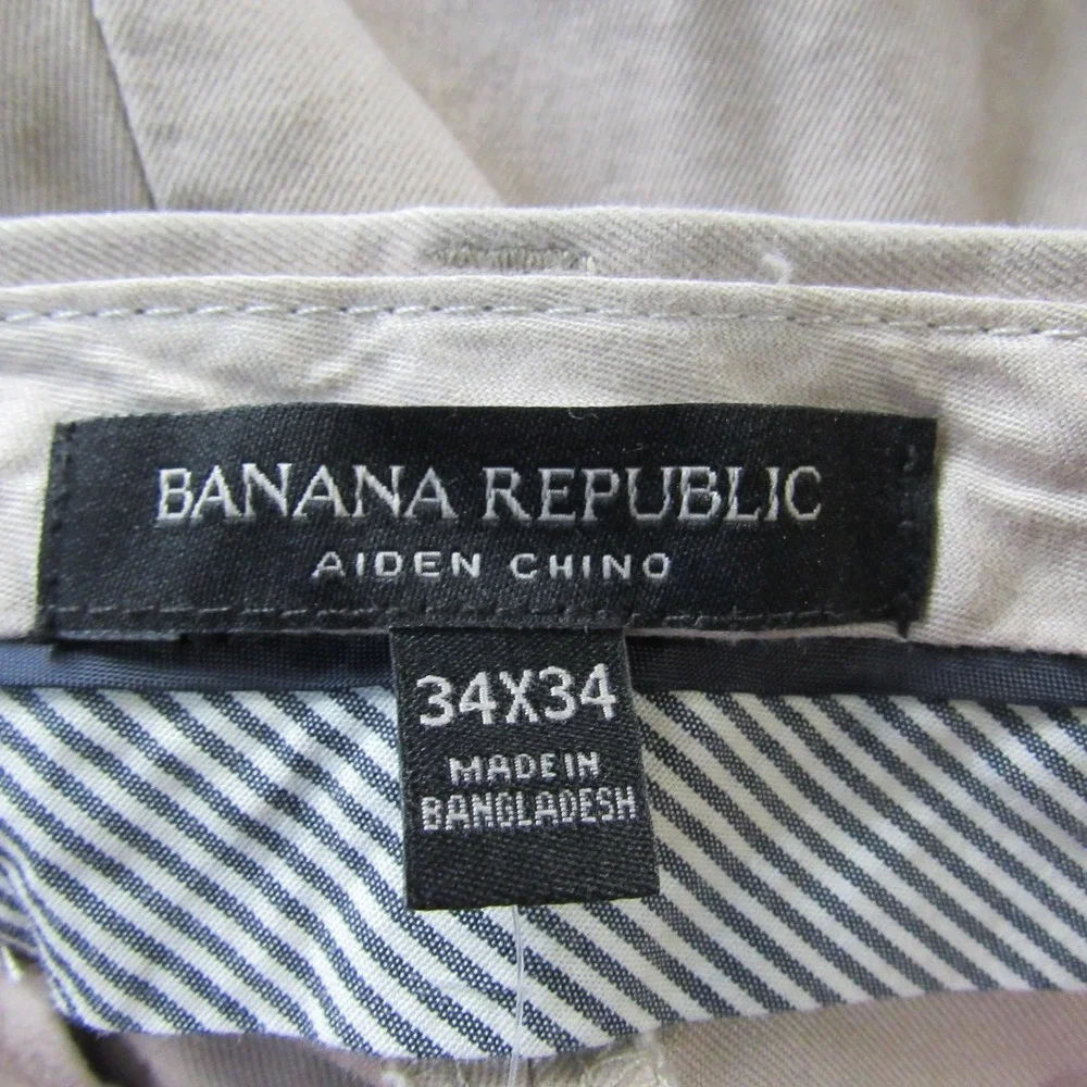 Banana Republic‎ Pants Mens 34x34 Khaki Aiden Chino Slim Fit Flat Front Cotton